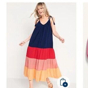 Old Navy Color Block Tiered Cotton Sundress Sz M